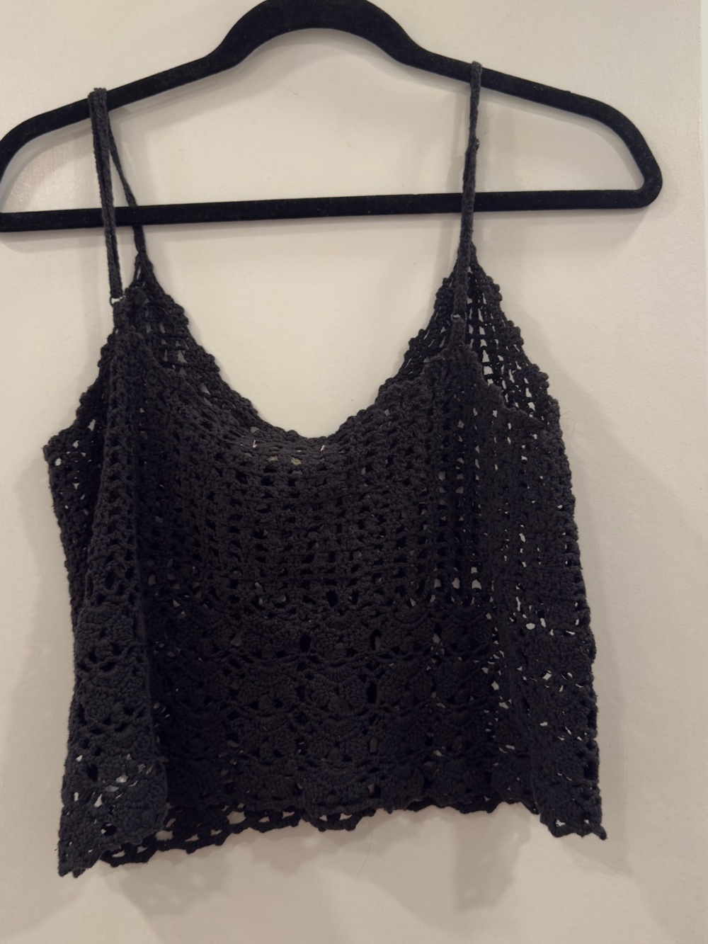 Staring at Stars urban outfitters Black Crochet Spaghetti-Strap Tank